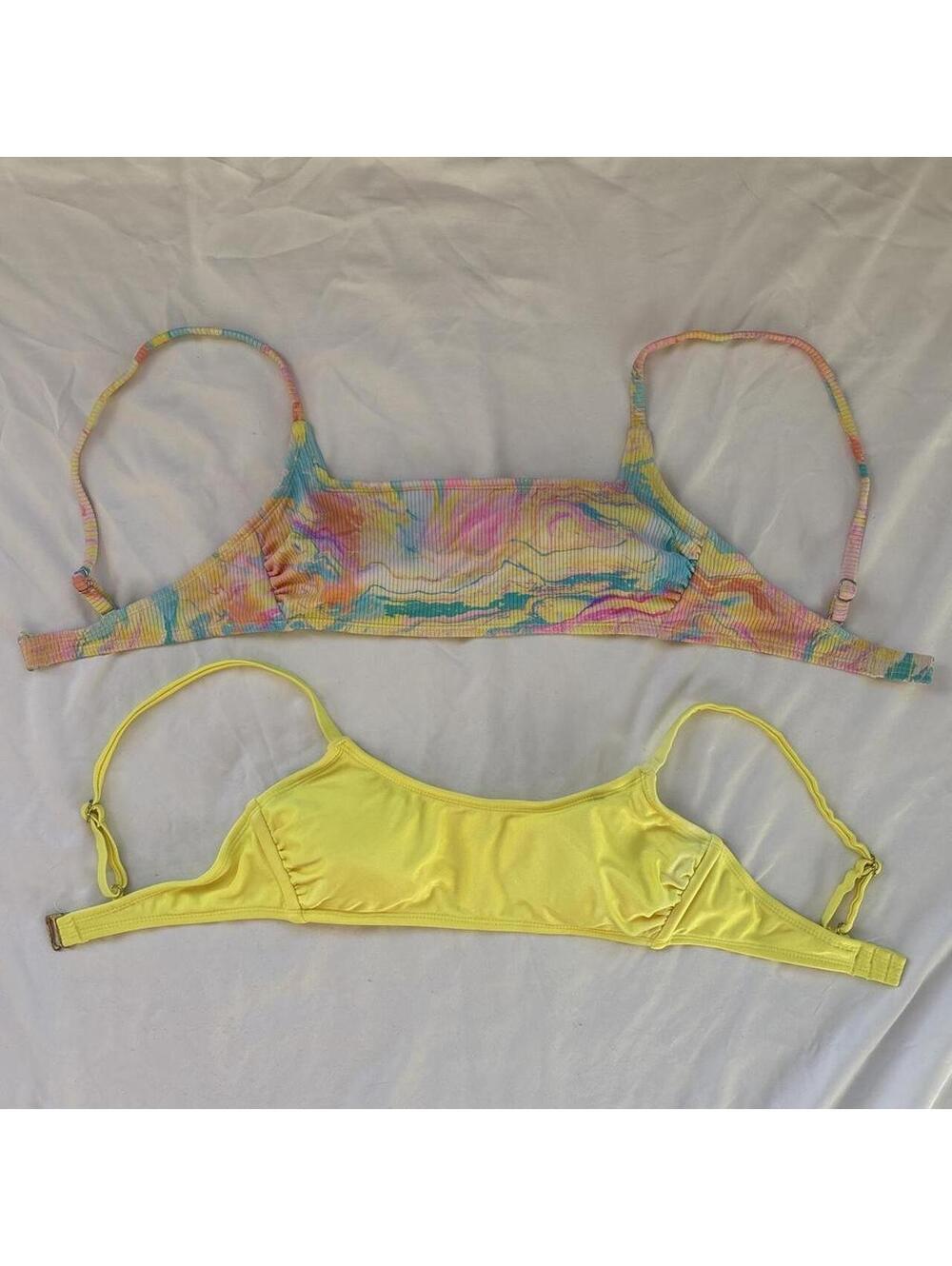 2 Xhilaration Bikini Tops S Y2K Pastel 80s Retro Swim Bundle